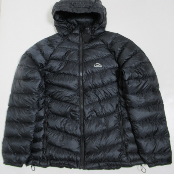 L.L Bean Women's Ultralight 850 Down Hooded Jacket Black 507062 Size L - Picture 1 of 12